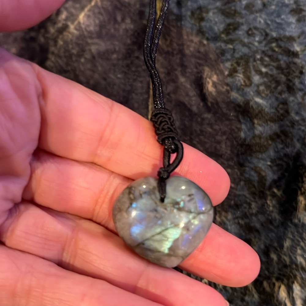 Beautiful heart shaped labradorite necklace